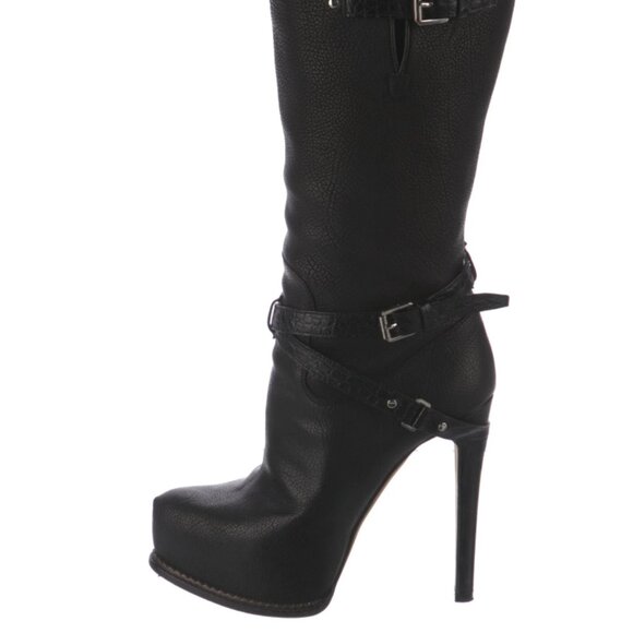 Dior Guetre $1400 Black Leather Platform Tall Boot 38 with Box - Picture 1 of 7